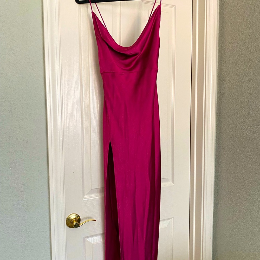 Princess Polly Magenta Satin Dress